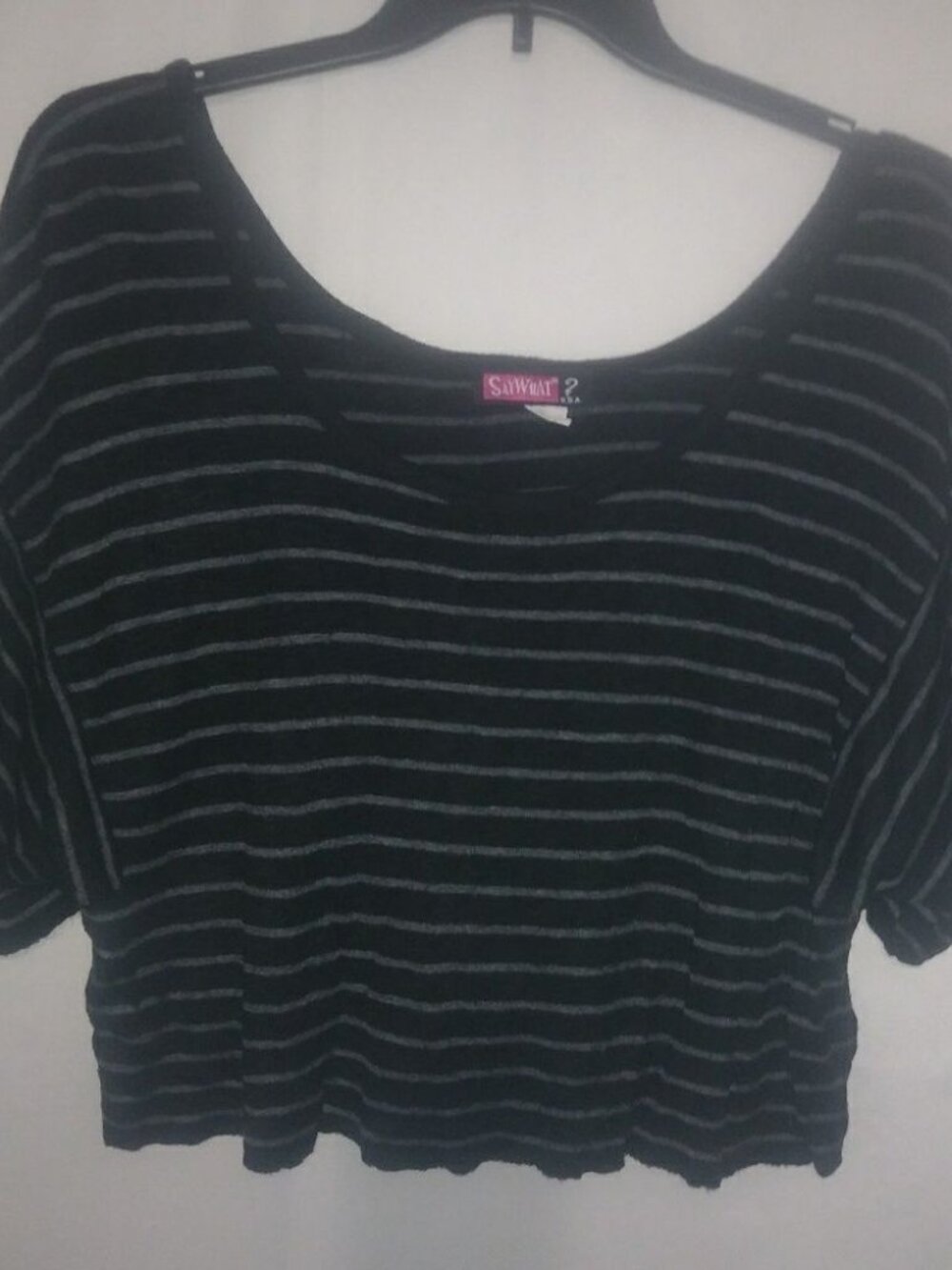 Say What? XL Black Striped Crop Top Plus